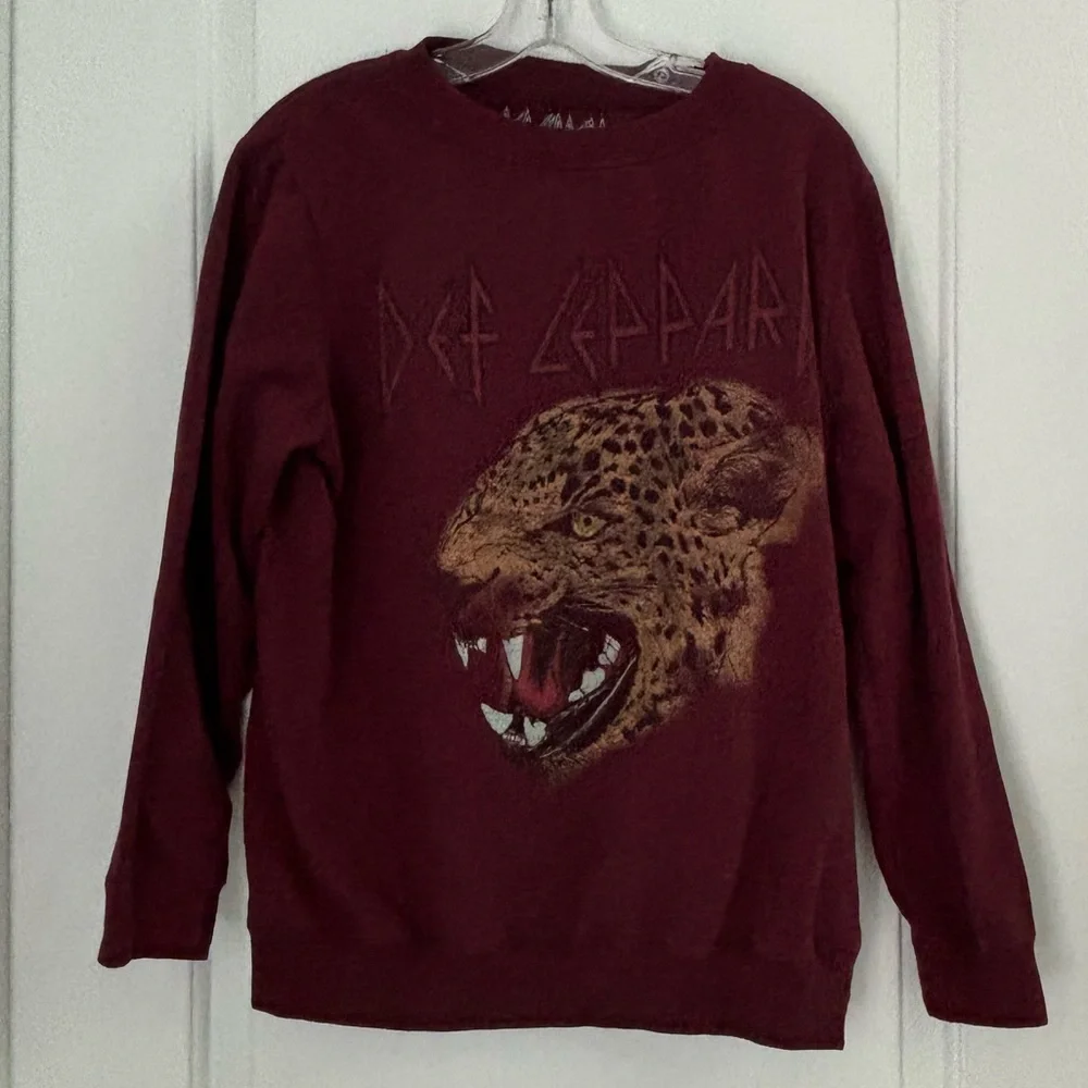 Def Leppard Burgundy Crew Neck Sweatshirt